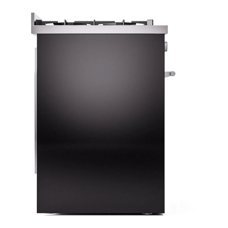 ILVE Professional Plus II 30" Dual Fuel Freestanding Range in Glossy Black with Stainless Steel Trim, UP30WMPBKLP