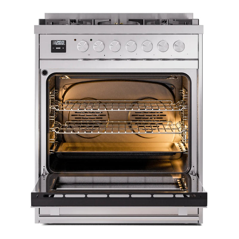 ILVE Professional Plus II 30" Dual Fuel Freestanding Range in Stainless Steel with Stainless Steel Trim, UP30WMPSSLP