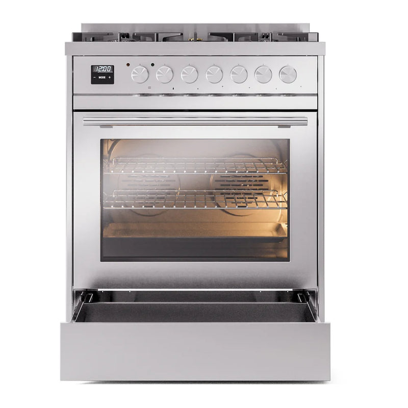 ILVE Professional Plus II 30" Dual Fuel Freestanding Range in Stainless Steel with Stainless Steel Trim, UP30WMPSSLP