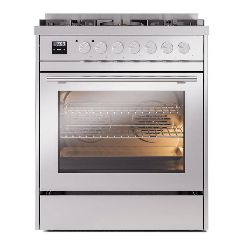 ILVE Professional Plus II 30" Dual Fuel Freestanding Range in Stainless Steel with Stainless Steel Trim, UP30WMPSS