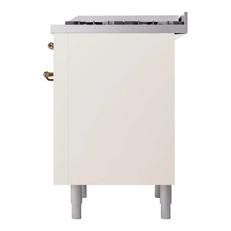ILVE Nostalgie II 36" Dual Fuel Freestanding Range in Antique White with Burnished Trim, UP36FNMPAWBLP