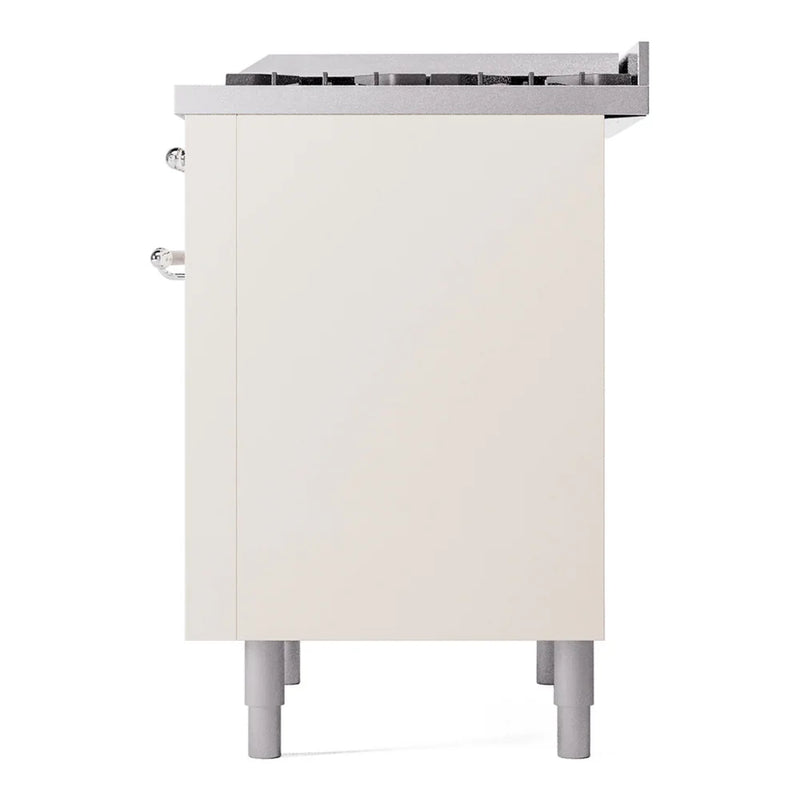 ILVE Nostalgie II 36" Dual Fuel Freestanding Range in Antique White with Chrome Trim, UP36FNMPAWC