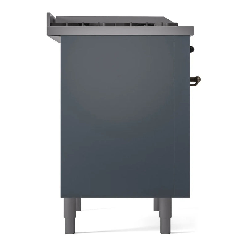 ILVE Nostalgie II 36" Dual Fuel Freestanding Range in Blue Grey with Burnished Trim, UP36FNMPBGB