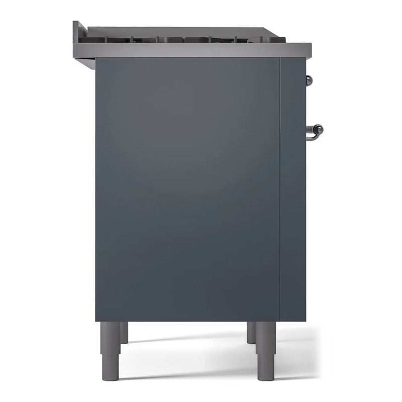 ILVE Nostalgie II 36" Dual Fuel Freestanding Range in Blue Grey with Chrome Trim, UP36FNMPBGCLP
