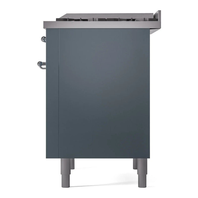 ILVE Nostalgie II 36" Dual Fuel Freestanding Range in Blue Grey with Chrome Trim, UP36FNMPBGCLP