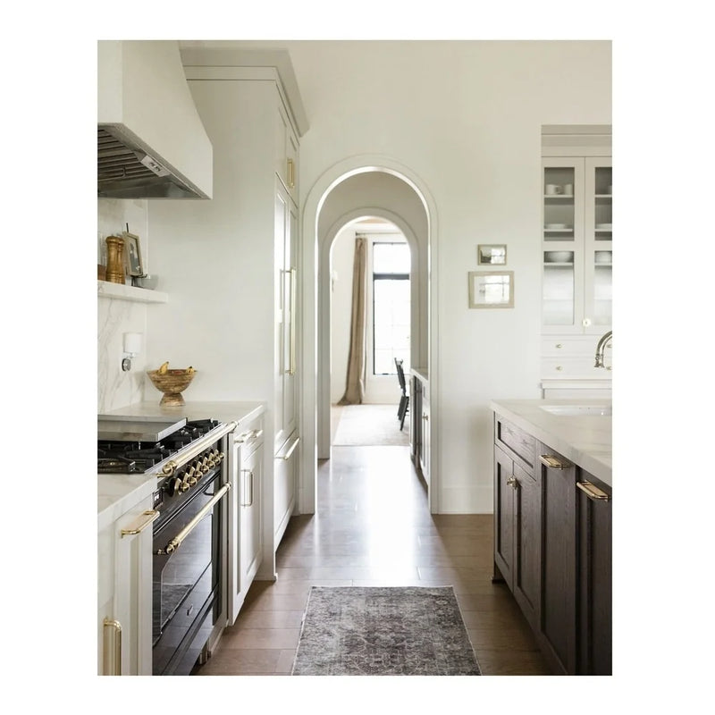 ILVE Nostalgie II 36" Dual Fuel Freestanding Range in Glossy Black with Brass Trim, UP36FNMPBKG