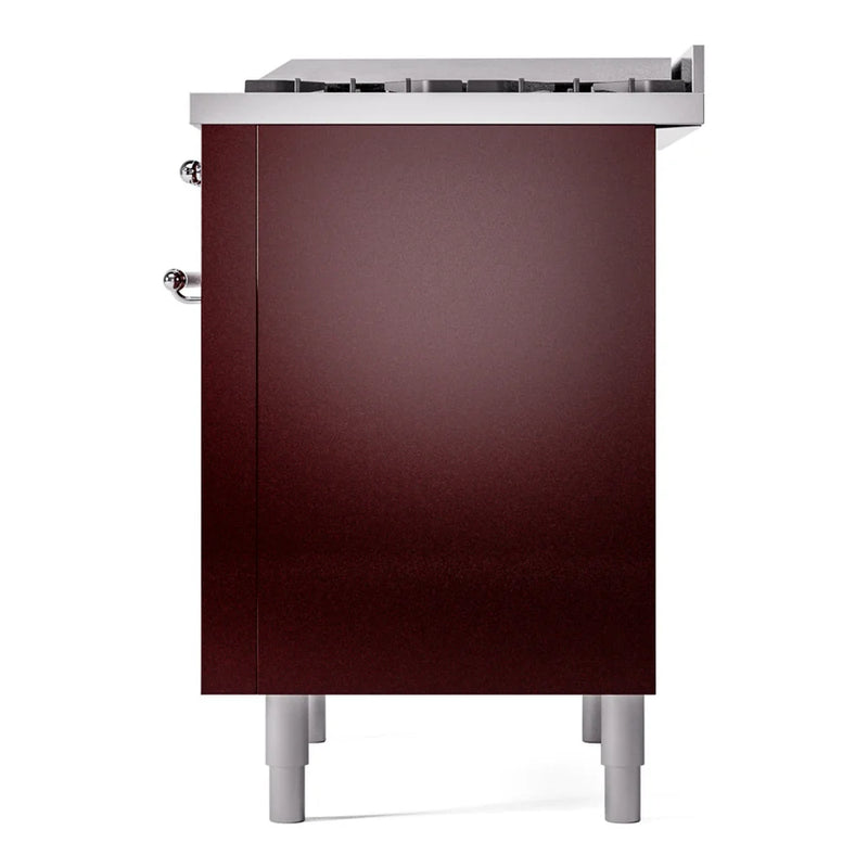 ILVE Nostalgie II 36" Dual Fuel Freestanding Range in Burgundy with Chrome Trim, UP36FNMPBUCLP