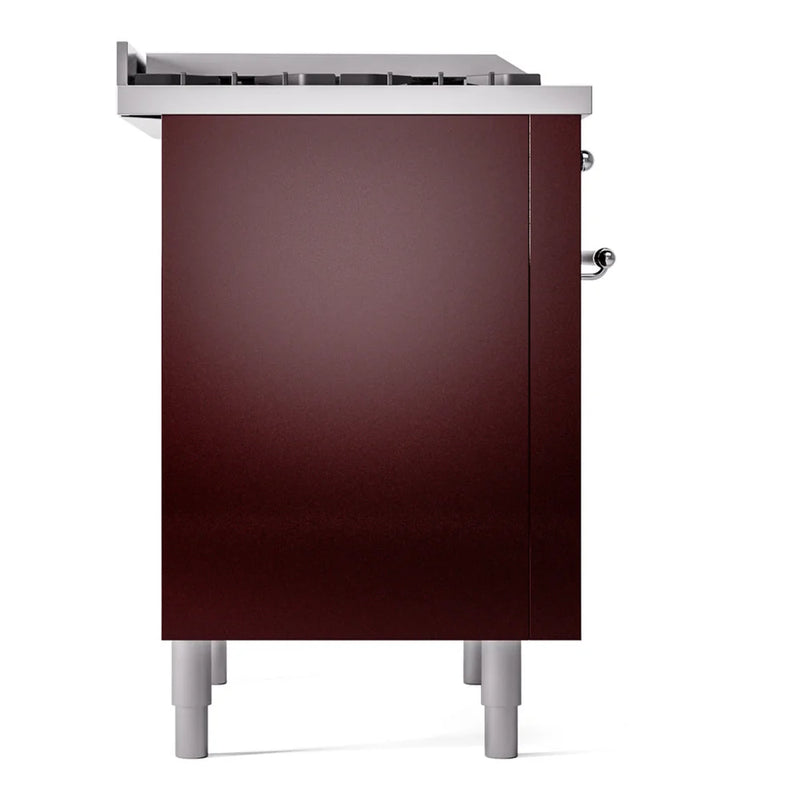 ILVE Nostalgie II 36" Dual Fuel Freestanding Range in Burgundy with Chrome Trim, UP36FNMPBUC