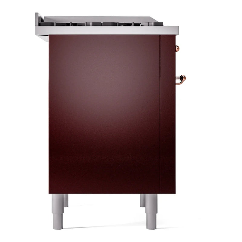 ILVE Nostalgie II 36" Dual Fuel Freestanding Range in Burgundy with Copper Trim, UP36FNMPBUPLP