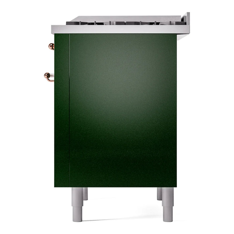 ILVE Nostalgie II 36" Dual Fuel Freestanding Range in Emerald Green with Copper Trim, UP36FNMPEGPLP