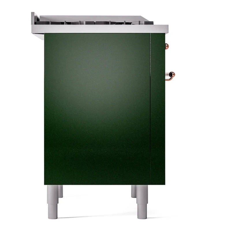 ILVE Nostalgie II 36" Dual Fuel Freestanding Range in Emerald Green with Copper Trim, UP36FNMPEGP