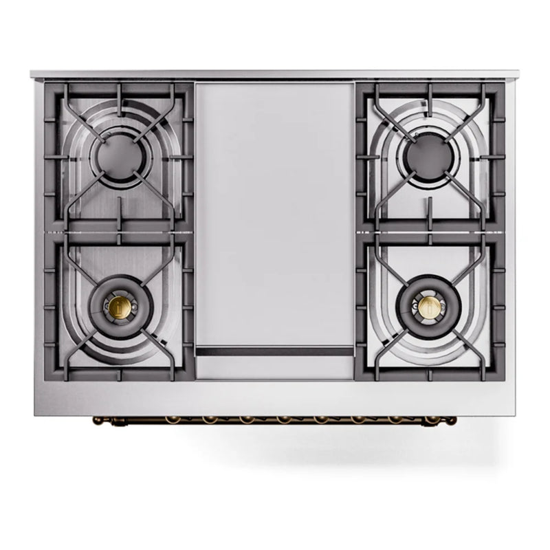 ILVE Nostalgie II 36" Dual Fuel Freestanding Range in Midnight Blue with Burnished Trim, UP36FNMPMBBLP