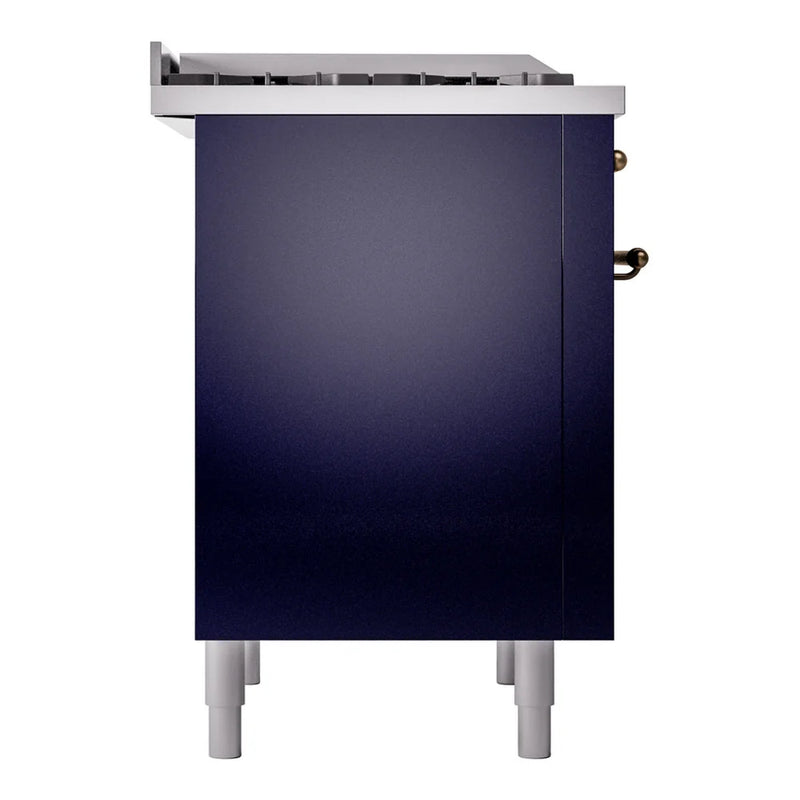 ILVE Nostalgie II 36" Dual Fuel Freestanding Range in Midnight Blue with Burnished Trim, UP36FNMPMBBLP