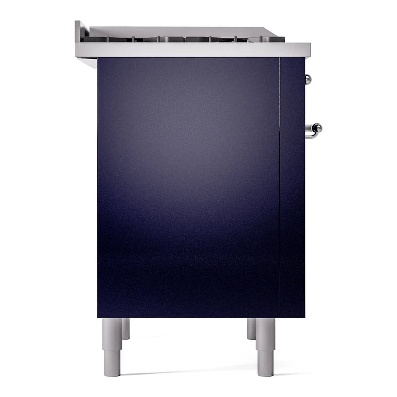 ILVE Nostalgie II 36" Dual Fuel Freestanding Range in Midnight Blue with Chrome Trim, UP36FNMPMBC