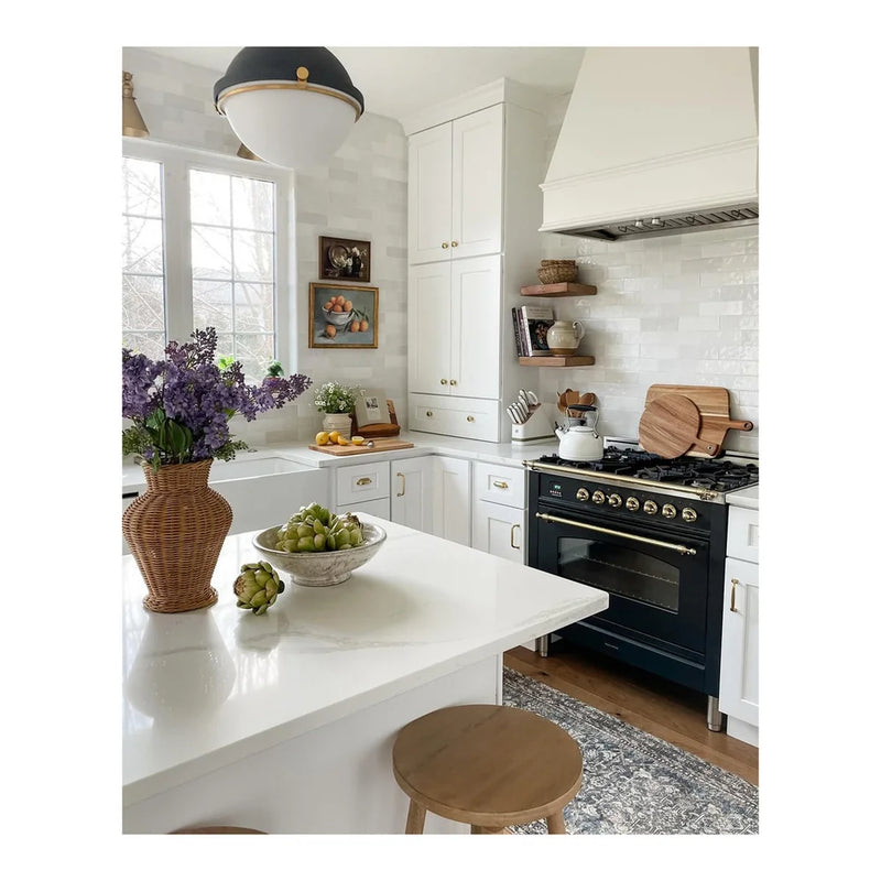 ILVE Nostalgie II 36" Dual Fuel Freestanding Range in Graphite Matte with Brass Trim, UP36FNMPMGGLP