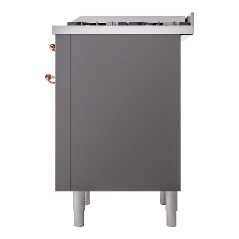 ILVE Nostalgie II 36" Dual Fuel Freestanding Range in Graphite Matte with Copper Trim, UP36FNMPMGP