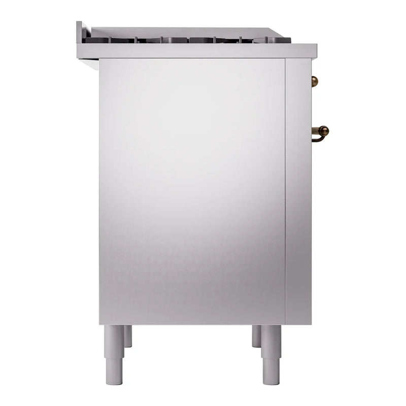 ILVE Nostalgie II 36" Dual Fuel Freestanding Range in Stainless Steel with Burnished Trim, UP36FNMPSSB