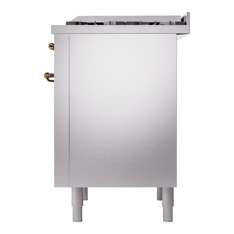 ILVE Nostalgie II 36" Dual Fuel Freestanding Range in Stainless Steel with Burnished Trim, UP36FNMPSSB