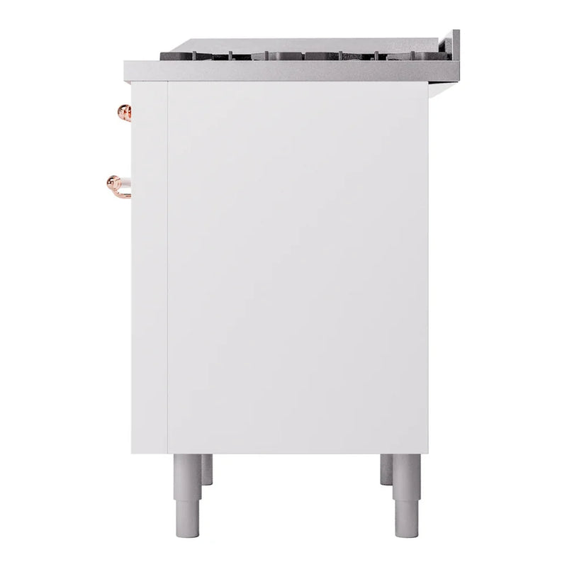 ILVE Nostalgie II 36" Dual Fuel Freestanding Range in White with Copper Trim, UP36FNMPWHPLP