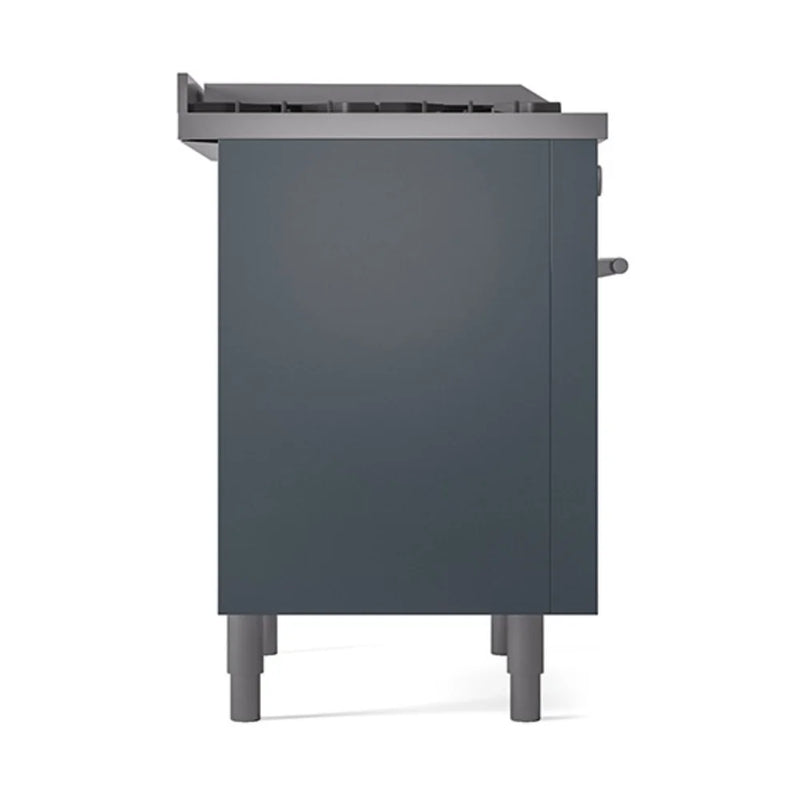 ILVE Professional Plus II 36" Dual Fuel Freestanding Range in Blue Grey with Stainless Steel Trim, UP36FQMPBGLP