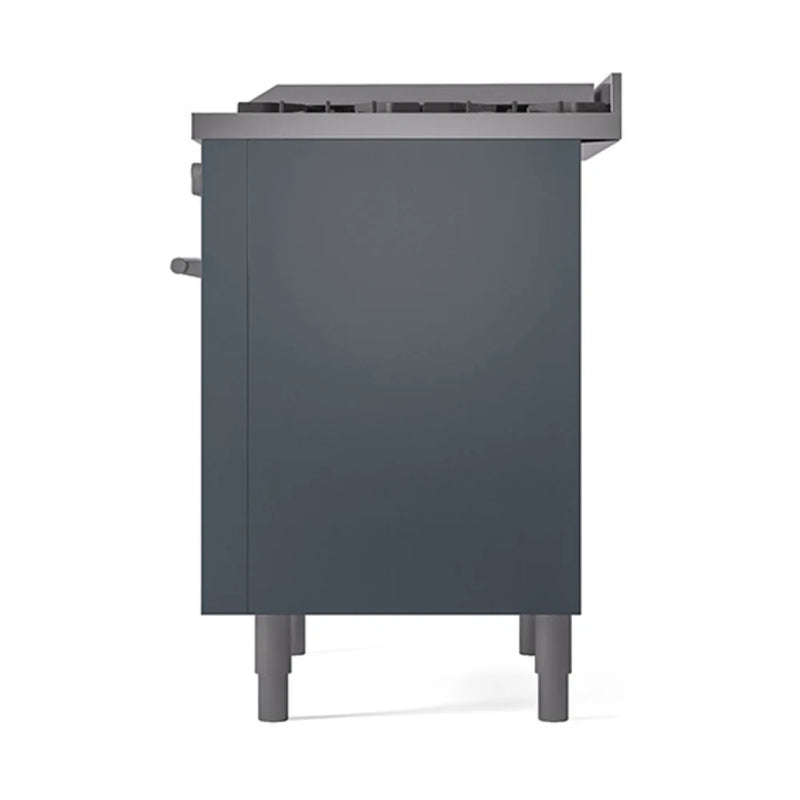 ILVE Professional Plus II 36" Dual Fuel Freestanding Range in Blue Grey with Stainless Steel Trim, UP36FQMPBG