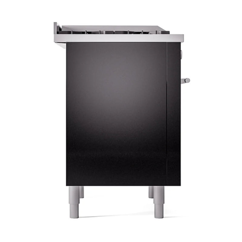 ILVE Professional Plus II 36" Dual Fuel Freestanding Range in Glossy Black with Stainless Steel Trim, UP36FQMPBKLP