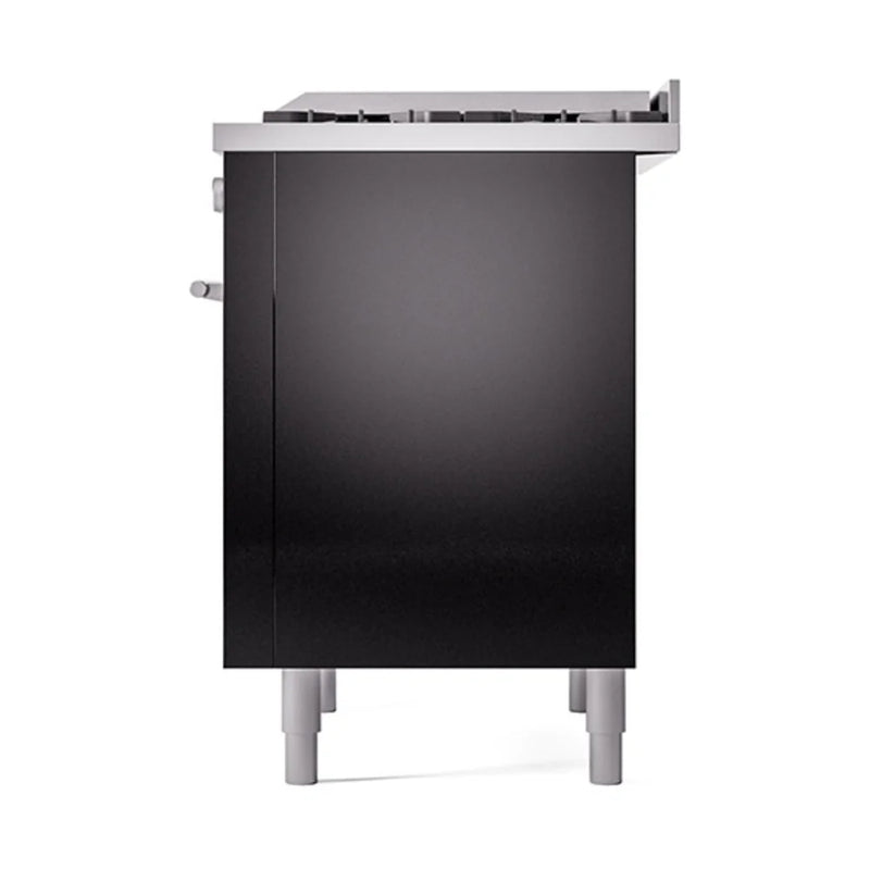 ILVE Professional Plus II 36" Dual Fuel Freestanding Range in Glossy Black with Stainless Steel Trim, UP36FQMPBKLP