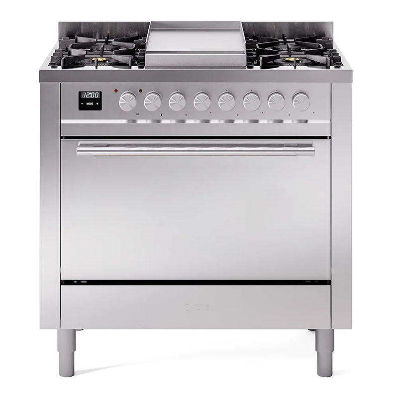 ILVE Professional Plus II 36" Dual Fuel Freestanding Range in Stainless Steel with Stainless Steel Trim, UP36FQMPSS