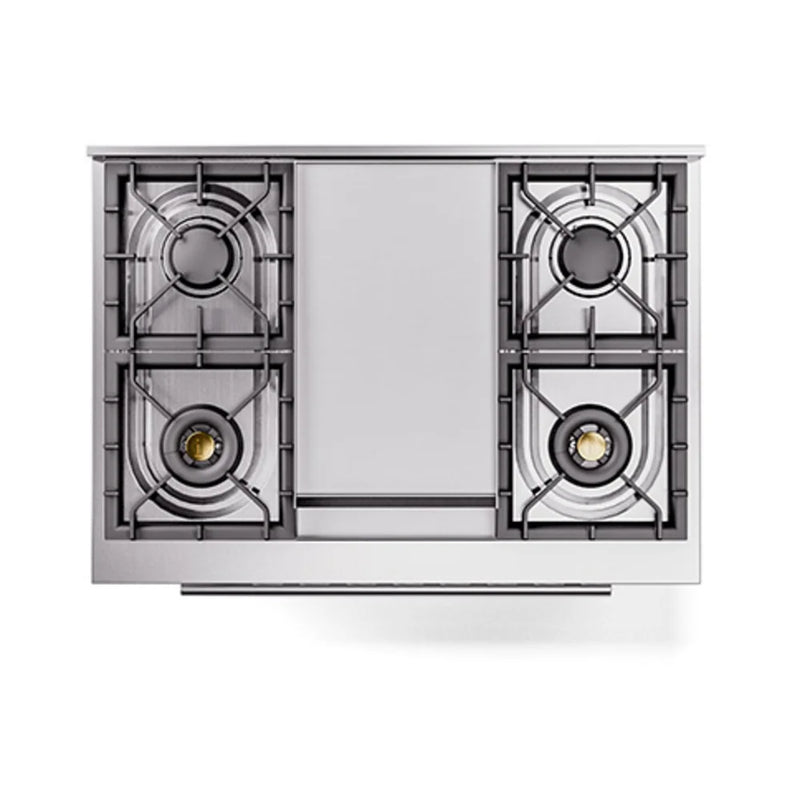 ILVE Professional Plus II 36" Dual Fuel Freestanding Range in White with Stainless Steel Trim, UP36FQMPWH