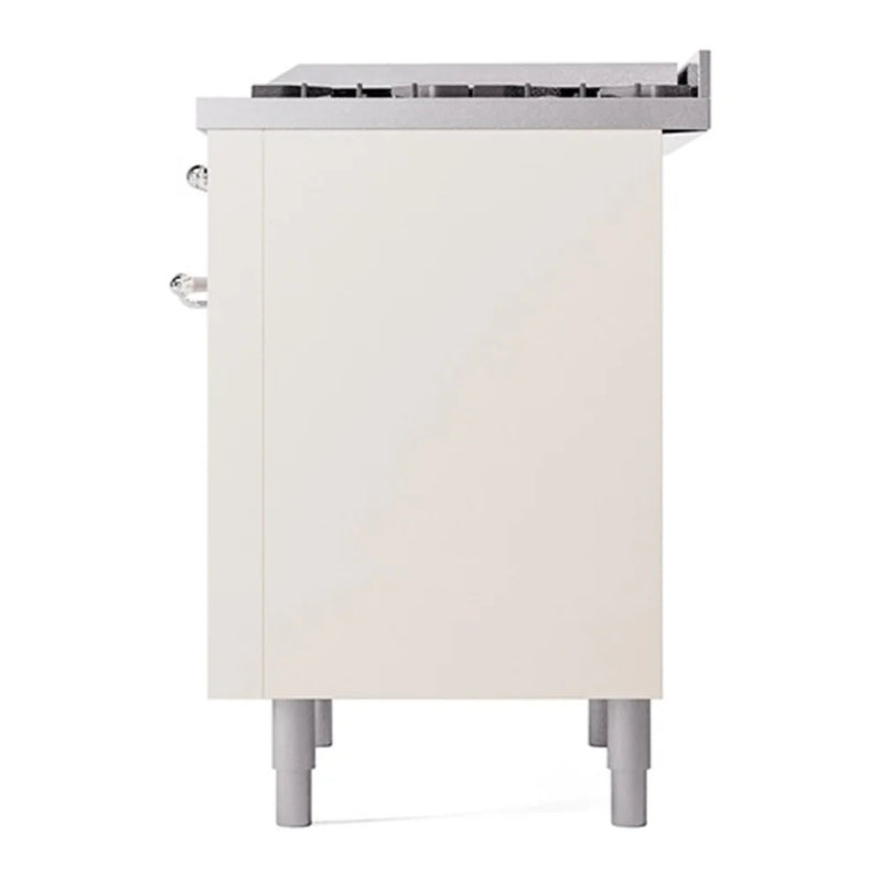 ILVE Nostalgie II 36" Dual Fuel Freestanding Range in Antique White with Chrome Trim, UP36FQNMPAWCLP