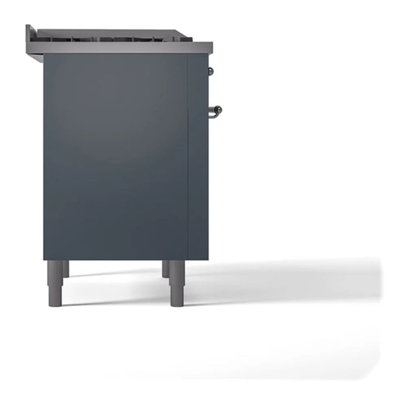 ILVE Nostalgie II 36" Dual Fuel Freestanding Range in Blue Grey with Chrome Trim, UP36FQNMPBGCLP