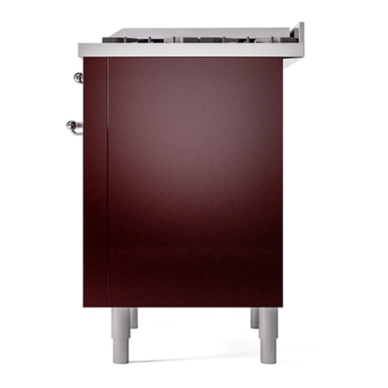 ILVE Nostalgie II 36" Dual Fuel Freestanding Range in Burgundy with Chrome Trim, UP36FQNMPBUC