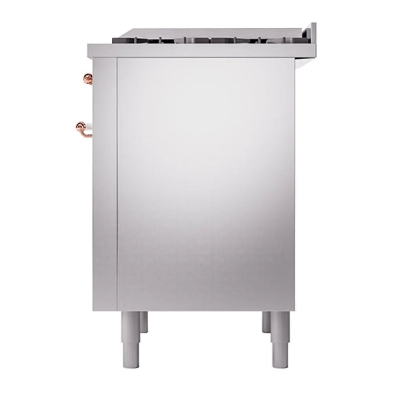 ILVE Nostalgie II 36" Dual Fuel Freestanding Range in Stainless Steel with Copper Trim, UP36FQNMPSSPLP