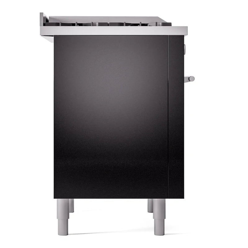 ILVE Professional Plus II 36" Dual Fuel Freestanding Range in Glossy Black with Satin Trim, UP36FWMPBKLP