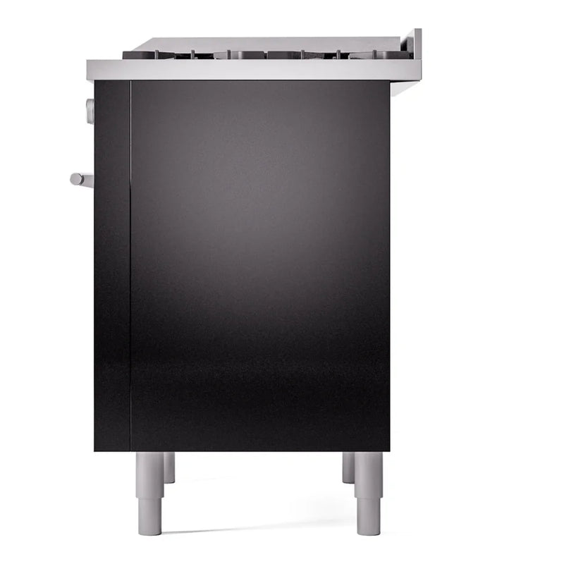 ILVE Professional Plus II 36" Dual Fuel Freestanding Range in Glossy Black with Satin Trim, UP36FWMPBKLP