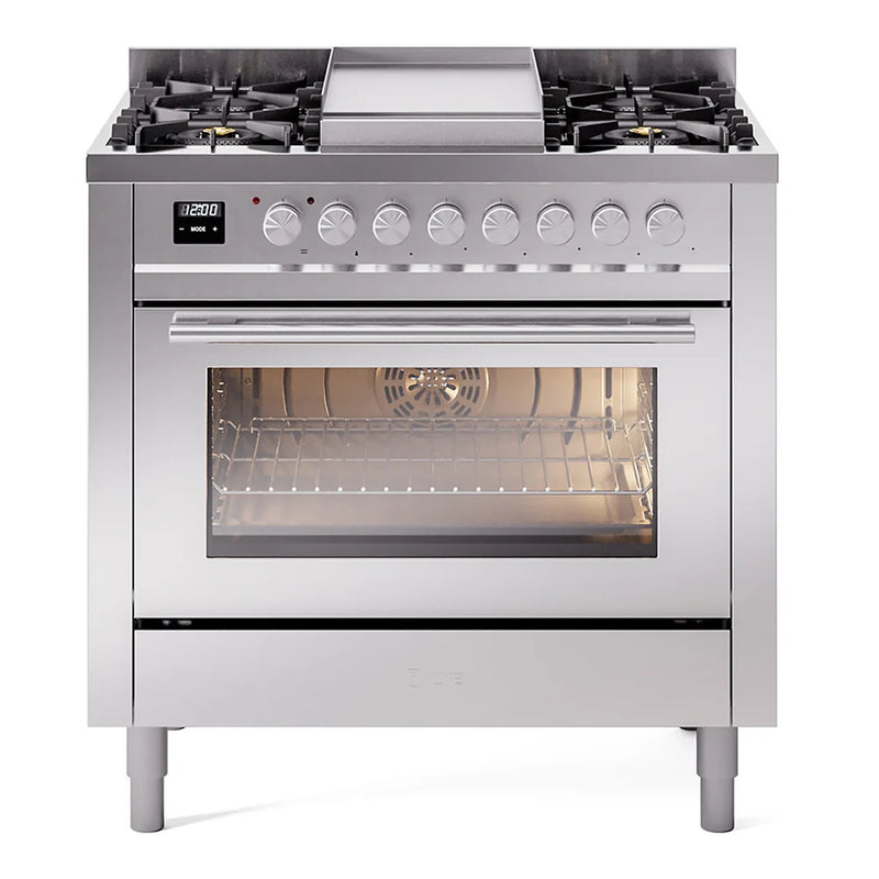 ILVE Professional Plus II 36" Dual Fuel Freestanding Range in Stainless Steel with Satin Trim, UP36FWMPSSLP