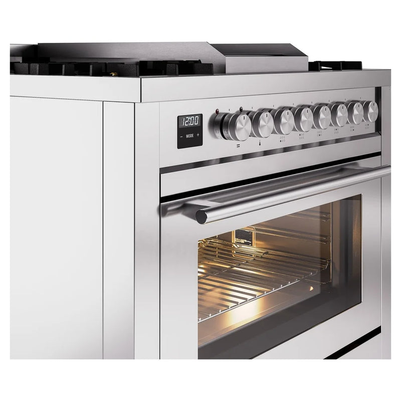 ILVE Professional Plus II 36" Dual Fuel Freestanding Range in Stainless Steel with Satin Trim, UP36FWMPSS