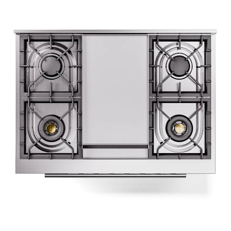 ILVE Professional Plus II 36" Dual Fuel Freestanding Range in White with Satin Trim, UP36FWMPWHLP