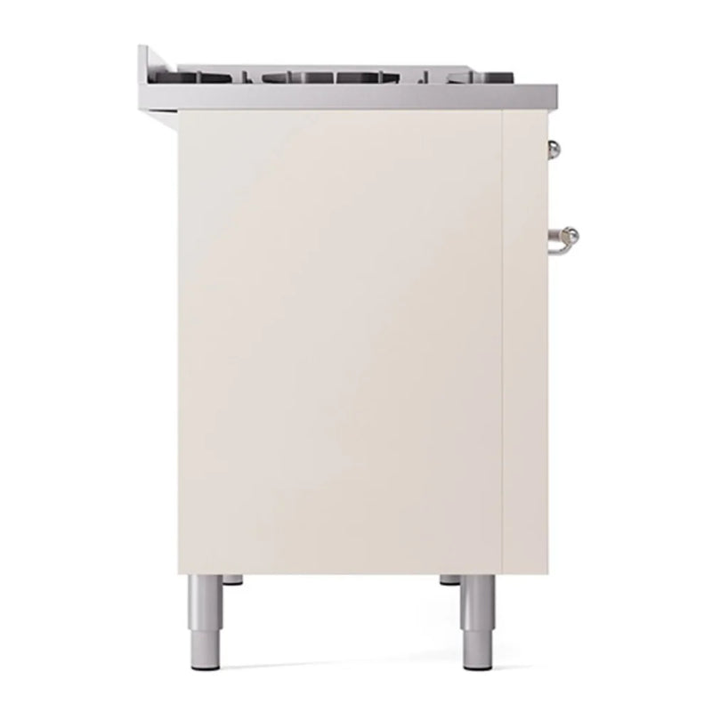 ILVE Nostalgie II 48" Dual Fuel Freestanding Range in Antique White with Chrome Trim, UP48FNMPAWCLP
