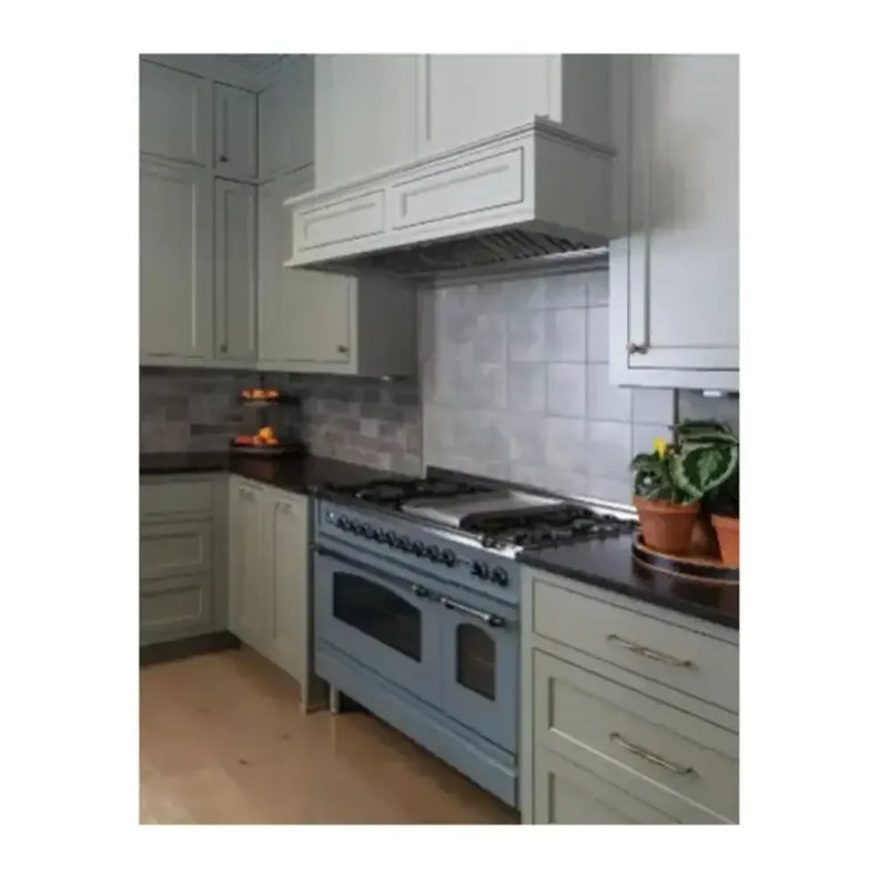 ILVE Nostalgie II 48" Dual Fuel Freestanding Range in Blue Grey with Burnished Trim, UP48FNMPBGB