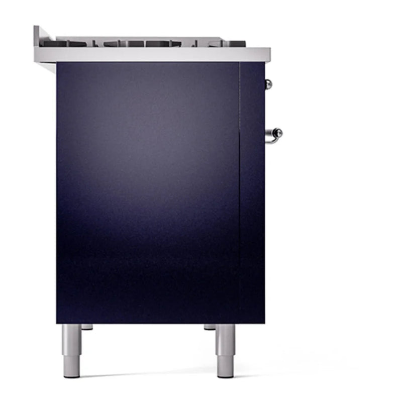ILVE Nostalgie II 48" Dual Fuel Freestanding Range in Midnight Blue with Chrome Trim, UP48FNMPMBC