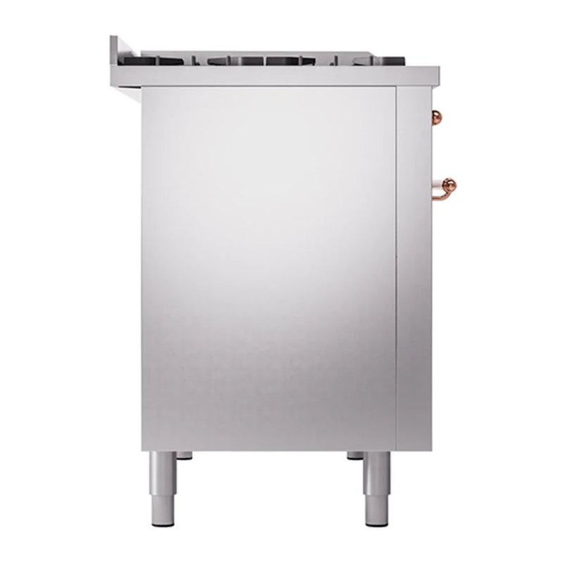 ILVE Nostalgie II 48" Dual Fuel Freestanding Range in Stainless Steel with Copper Trim, UP48FNMPSSPLP