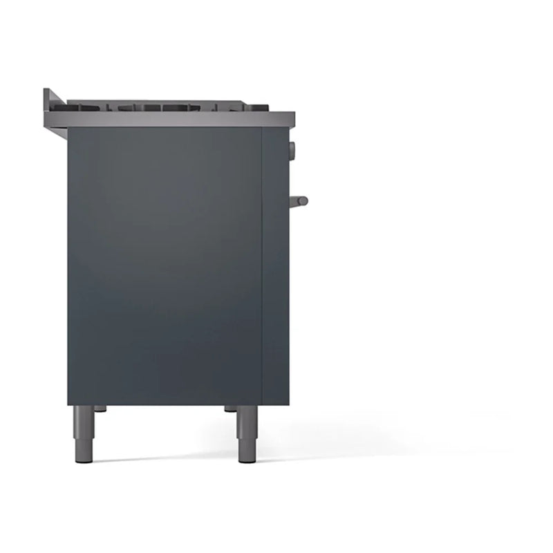 ILVE Professional Plus II 48" Dual Fuel Freestanding Range in Blue Grey with Stainless Steel Trim, UP48FQMPBGLP