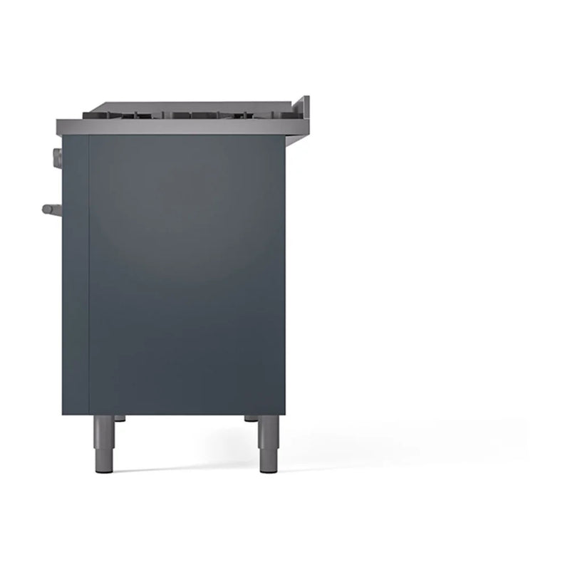 ILVE Professional Plus II 48" Dual Fuel Freestanding Range in Blue Grey with Stainless Steel Trim, UP48FQMPBG