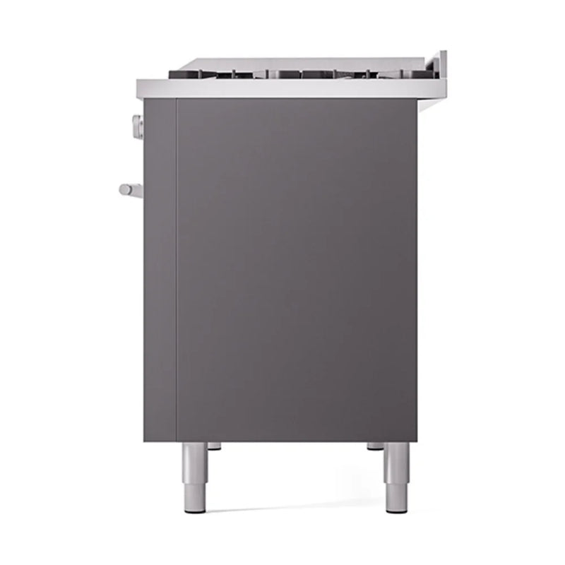 ILVE Professional Plus II 48" Dual Fuel Freestanding Range in Graphite Matte with Stainless Steel Trim, UP48FQMPMGLP