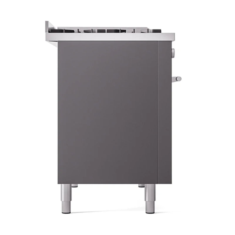 ILVE Professional Plus II 48" Dual Fuel Freestanding Range in Graphite Matte with Stainless Steel Trim, UP48FQMPMG