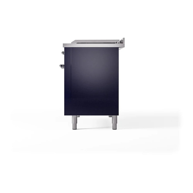 ILVE Nostalgie II 48" Dual Fuel Freestanding Range in Midnight Blue with Chrome Trim, UP48FSNMPMBC