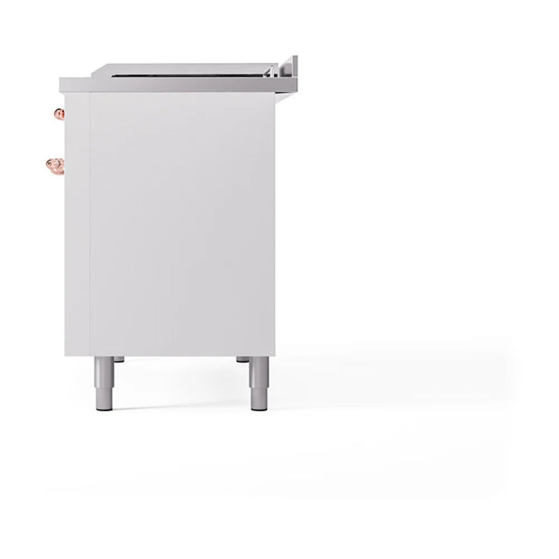 ILVE Nostalgie II 48" Dual Fuel Freestanding Range in White with Copper Trim, UP48FSNMPWHPLP
