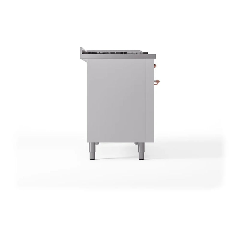 ILVE Nostalgie II 48" Dual Fuel Freestanding Range in White with Copper Trim, UP48FSNMPWHP