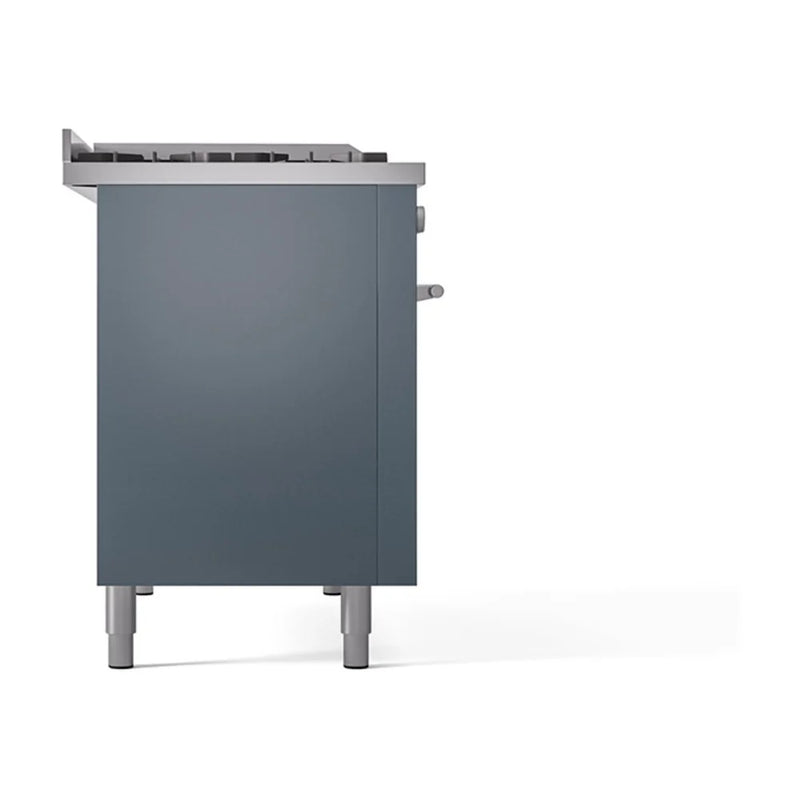 ILVE Professional Plus II 48" Dual Fuel Freestanding Range in Blue Grey with Stainless Steel Trim, UP48FSQMPBG